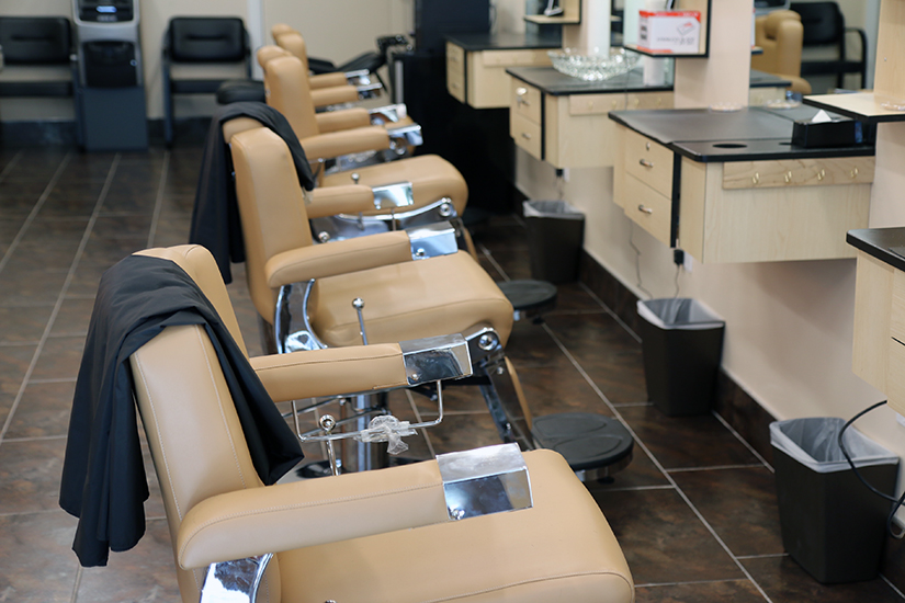 leather chairs, four stations